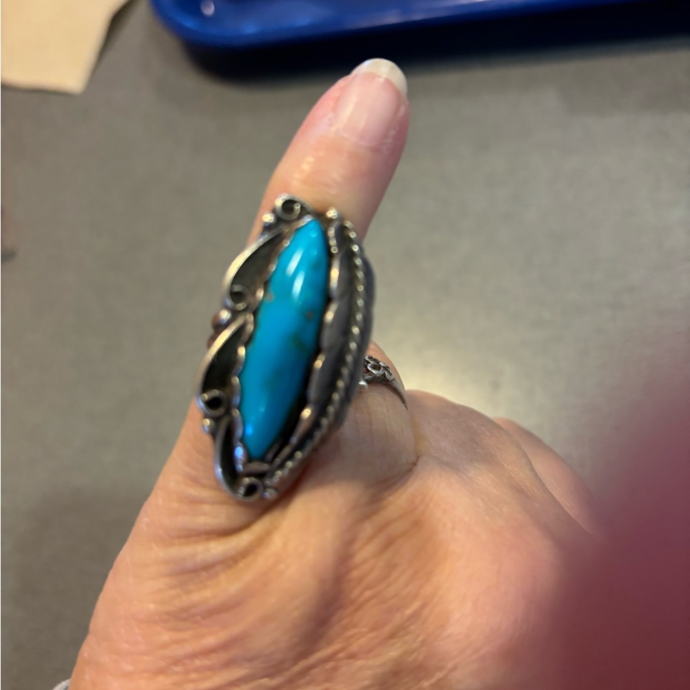 Turquoise Silver Ring - image 6